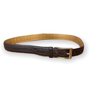 Donald J. Trump Signature Collection brown leather belt with brass buckle 32 /80